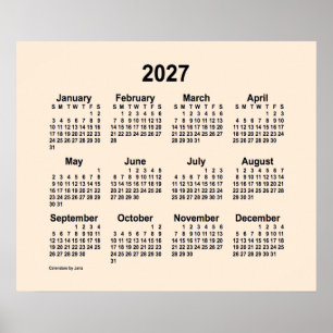 2027 Antieke witte kalender van Janz Print