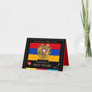 2027 Armeense vlag & Gelukkig Nieuwjaar Wensen Arm Kaart
