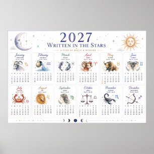 2027 Astrologische Astrologie Muurkalender Poster
