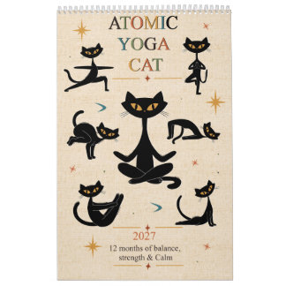 2027 Atomaire Kat Yoga Kalender | Mid-Century Mode