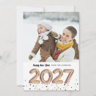 2027 Ballon Nummers Gelukkig Nieuwjaar Foto Feestdagenkaart