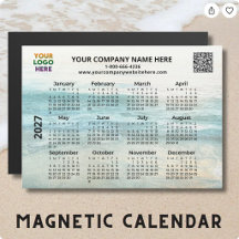 2027 Bedrijfsnaam Logo QR Oceaan Agenda Magneet