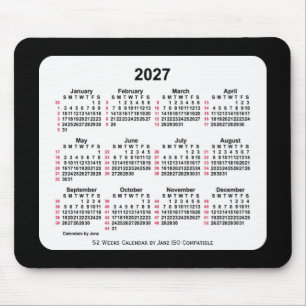 2027 Black 52 weken ISO-kalender van Janz Two Tone Muismat