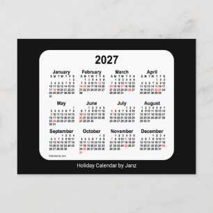 2027 Black Holiday Mini Calendar van Janz Feestdagenkaart
