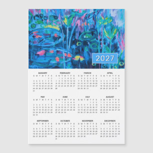 2027 Blauwe Bloemrijke Abstracte Magnetische Kalen