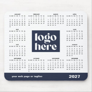 2027 Blauwe Zakelijk Logo Promotie Agenda Muismat