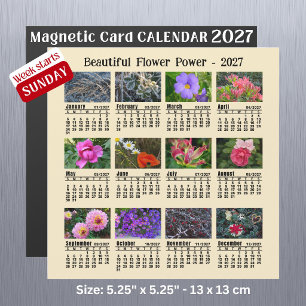 2027 Bloem Foto Kalender Zondag Week Magnetische K