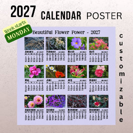 2027 Bloemen Foto Agenda - Maandag Week Poster