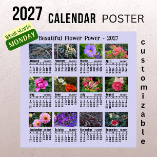 2027 Bloemen Foto Agenda - Maandag Week Poster