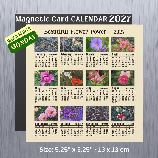 2027 Bloemencalender - maandag week magnetische ka