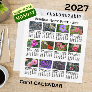 2027 Bloemencalender witte maandag week platte kaa Kaart