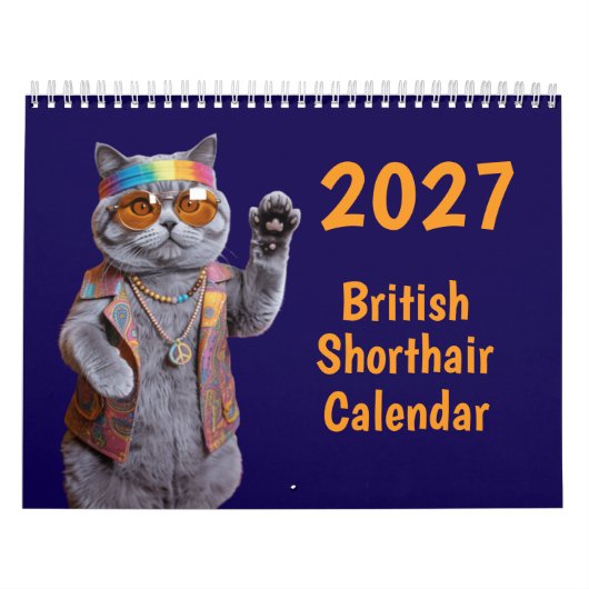 2027 Britse Korthaar Kat Kalender (Hoes)