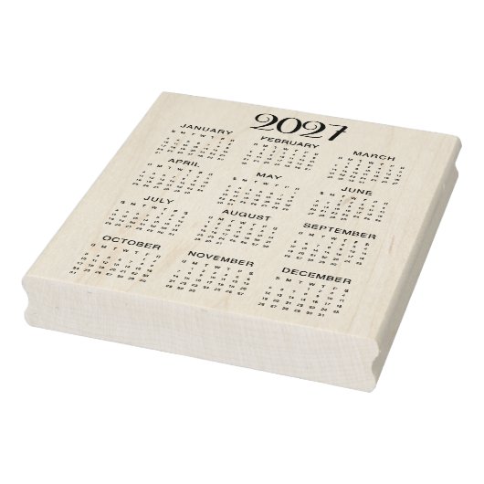 2027 Calendar #1 Four Rows, Three Columns Rubberstempel (Stempel)