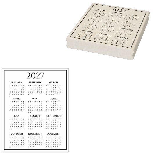 2027 Calendar #2 Four Rows, Three Columns Rubberstempel (Gestempeld)