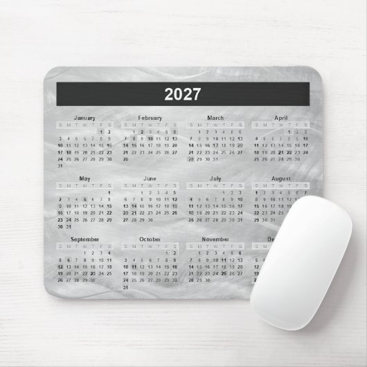 2027 Calendar Wavy Brushed Steel Abstract Muismat (Met muis)