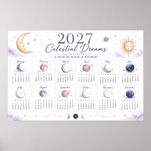 2027 Celestial Dreams Muurkalender Poster (Voorkant)