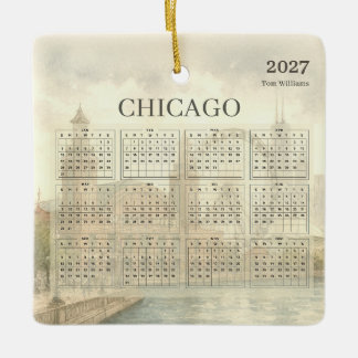 2027 Chicago Navy Pier Kalenderjaar op een rij Keramisch Ornament