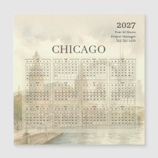 2027 Chicago Skyline Agenda Magnetische Kaart