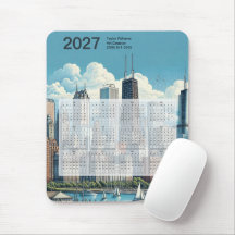 2027 Chicago Skyline Architectuur Blauwe Kalender
