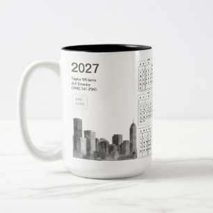 2027 Denver Skyline Zakelijk Logo Minimalistisch  Tweekleurige Koffiemok