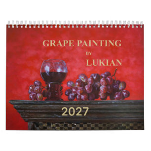 2027 Druiven & Wijn Stilleven Kunst Wandkalender Kalender