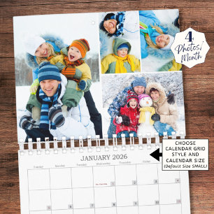 2027 Eenvoudige Aangepaste Fotosamenstelling 4 Per Kalender