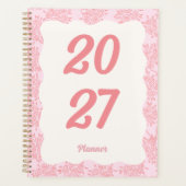 2027 Elegante Roze Bloemige Planner Met Harde Kaft (Voorkant)