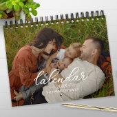 2027 Familie Aangepaste Foto Chic Script Agenda Kalender