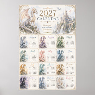 2027 Fantasy Draak Muurkalender Poster