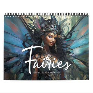 2027 Feeën 9 Zwarte Fantasie Kunstkalender Kalender
