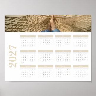 2027 Foto Beige Jaaroverzicht Kalender Poster