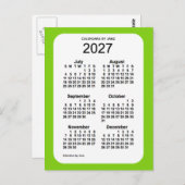 2027 Geel Groen 6-maandenlang mini-kalender door J Briefkaart (Voorkant / Achterkant)