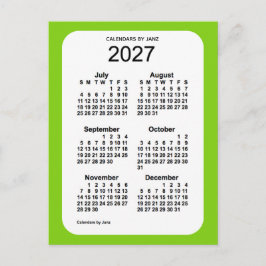 2027 Geel Groen 6-maandenlang mini-kalender door J Briefkaart