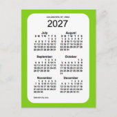 2027 Geel Groen 6-maandenlang mini-kalender door J Briefkaart (Voorkant)