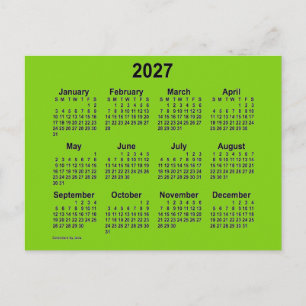 2027 Geelgroene mini-kalender van Janz Briefkaart