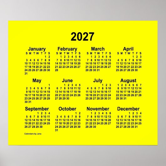 2027 Gele kalender door Janz Print (Voorkant)