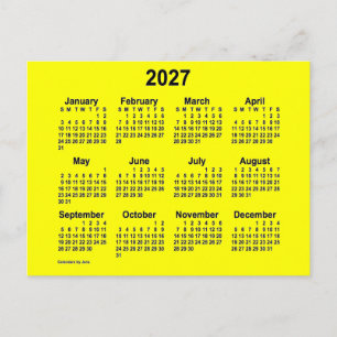 2027 Gele Mini Kalender van Janz Briefkaart