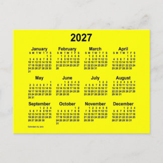 2027 Gele Mini Kalender van Janz Briefkaart