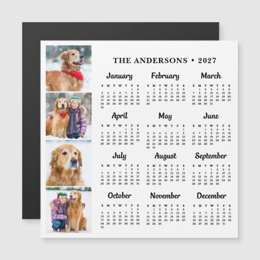 2027 Gepersonaliseerde Gezinsfoto's met Hond Agend (Voorkant / Achterkant)