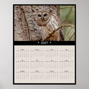 2027 Gestreepte Bosuil Muurkalender - Bos Echo's Poster