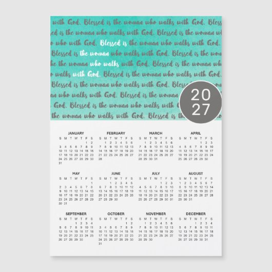 2027 Gezegende is de Vrouw Magnetische Kalender (Voorkant)