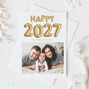 2027 Goud Folie Mylar Ballonnen Foto Nieuwjaar Feestdagenkaart