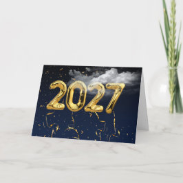 2027 Gouden Folie Ballonnen in Wolken Kaart