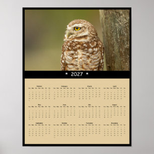 2027 Gravuilende Uil Muurkalender - Kleine Ontdekk Poster