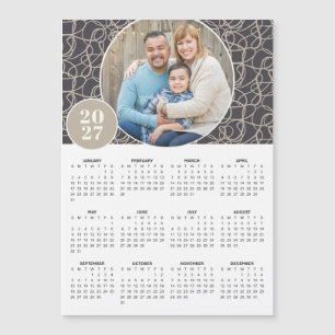 2027 Grijs Beige Aangepaste Foto Magnetische Kalen
