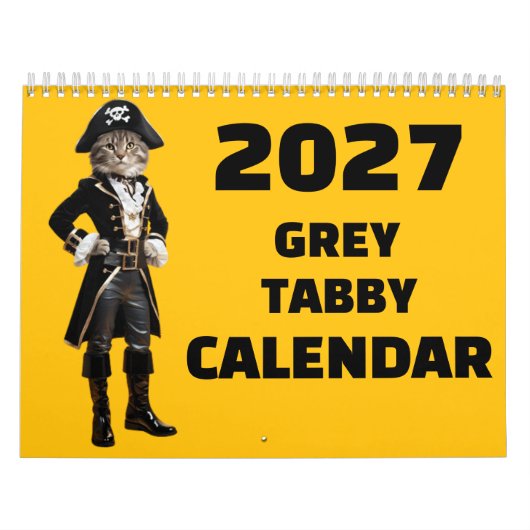 2027 Grijs Tabby Kat Kalender (Hoes)