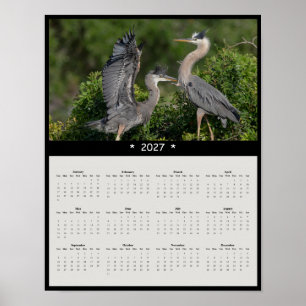 2027 Grote Blauwe Reiger Muurkalender Stille Jager Poster