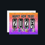 2027 Happy New Year Odometer Briefkaart<br><div class="desc">* Send a quick New Years Hello to family and friends. * Celebrate with party streamers and confetti on colorful background. * This postcard is just the right size for short 'New Years Wishes. * Use for party invitations or for New Years Party Thank You Notes, too! * To the...</div>