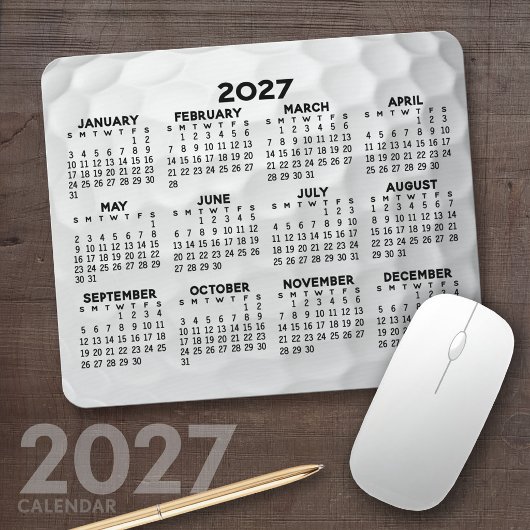 2027 heeljaaroverzichtkalender - horizontaal muismat