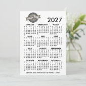 2027 heeljaaroverzichtskalender met bedrijfslogo kaart (Staand voorkant)